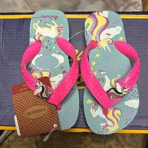 NWT Girls   Havana’s  Flip-Flop - Size 9C Unicorn Pink & Ice Blue